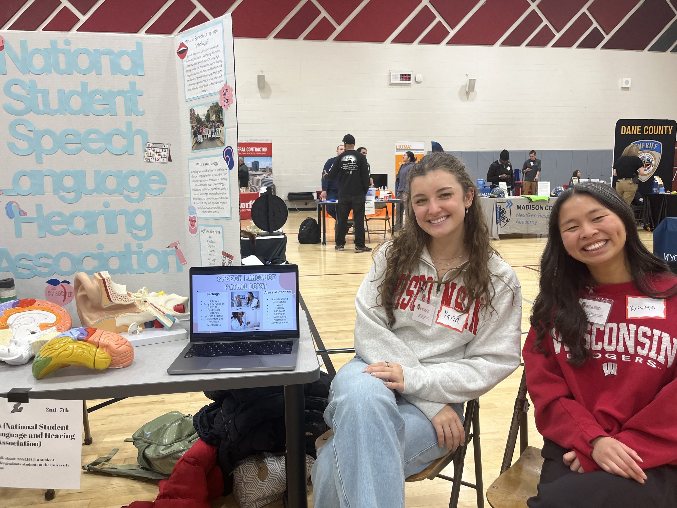 UW-Madison NSSLHA’s Wisconsin Idea Task Force represented NSSLHA at La Follette High School’s career fair. The students had the opportunity to connect with high school students and share what careers in Speech-Language Pathology and Audiology look like.